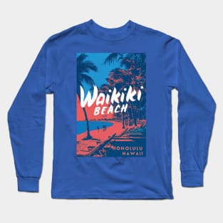 Hawaii Vintage Retro Travel Poster Long Sleeve T-Shirt